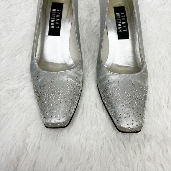 STUART WEITZMAN / vintage metallic silver jewel embellished pump heels / 6.5 - Picture 8 of 11